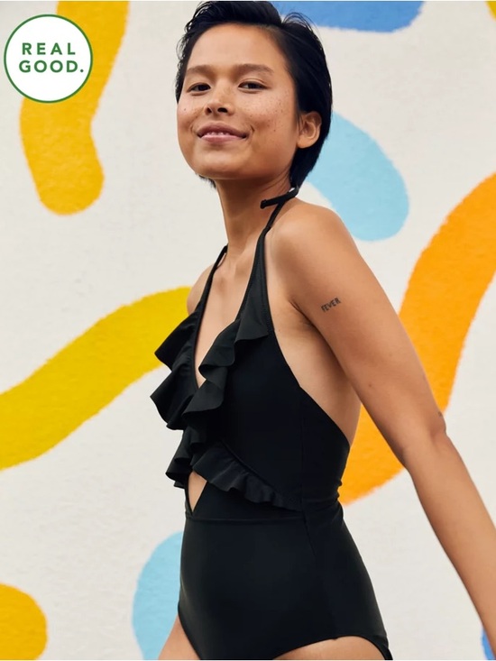 aerie Other - NWT Aerie Full Coverage Ruffle One Piece Swimsuit in Black
